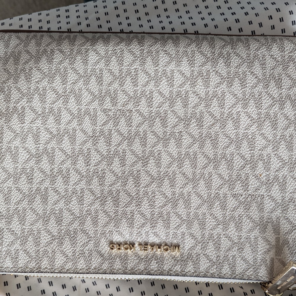 Michael Kors Beige Crossbody with Geometric Pattern